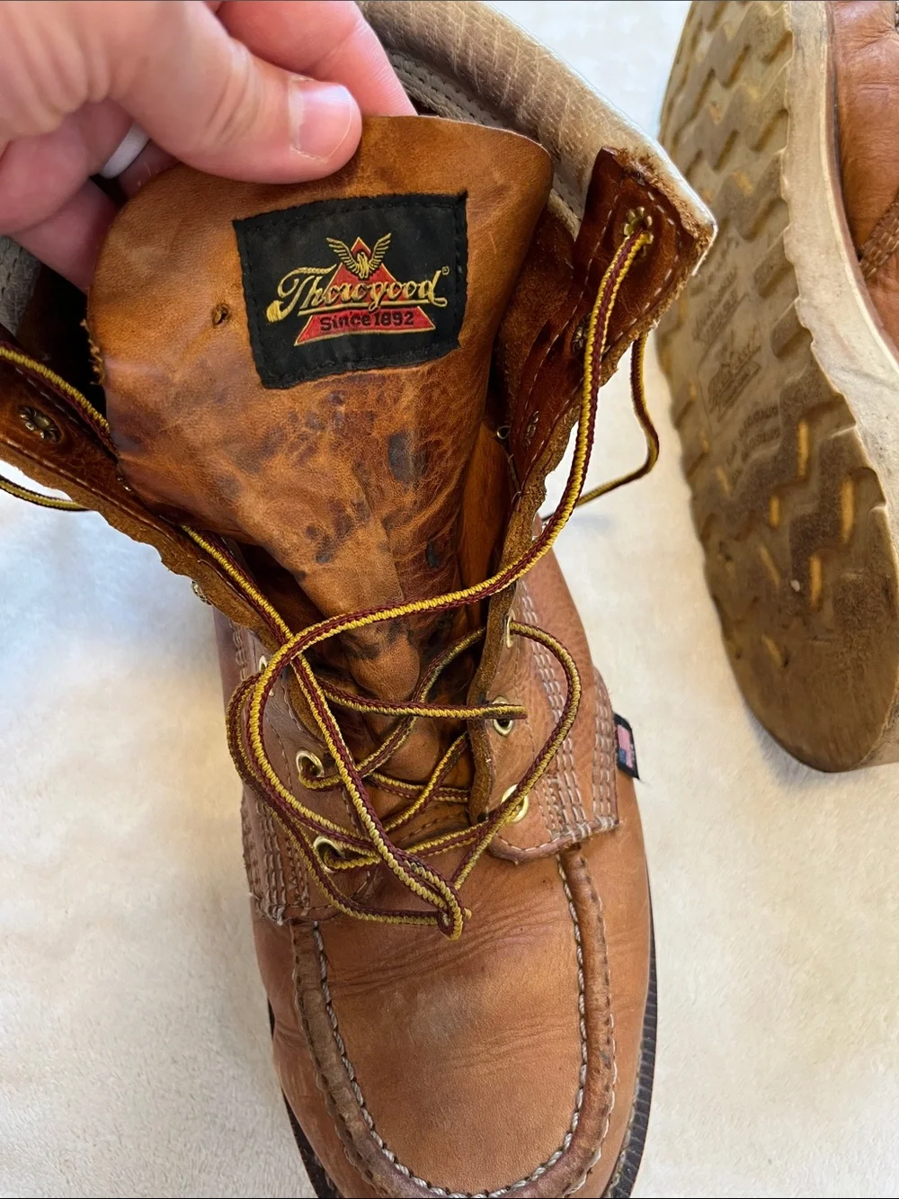Thorogood | Men's Brown Leather Lace-Up Work Boots 9.5 EE